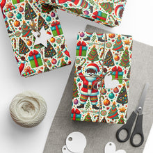 Load image into Gallery viewer, Wrapping Papers - African American Santa Christmas Wrapping Paper