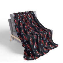 Load image into Gallery viewer, Sherpa Blanket - Coastal Christmas Tree with Lobster and Whales