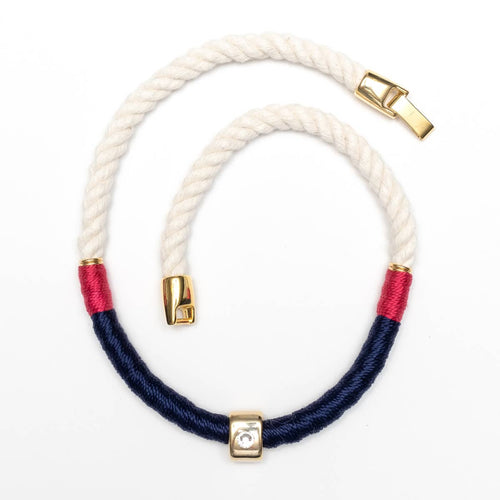 Belmont Necklace - Ivory/Navy/Pink/Gold | SaltAndBlueLife